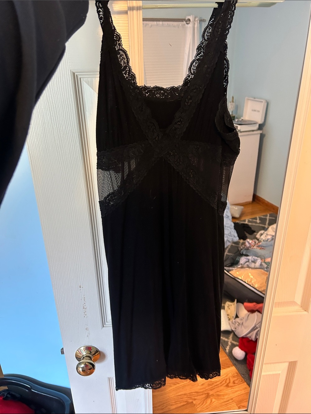 Adore Me Black Lace Trim Chemise